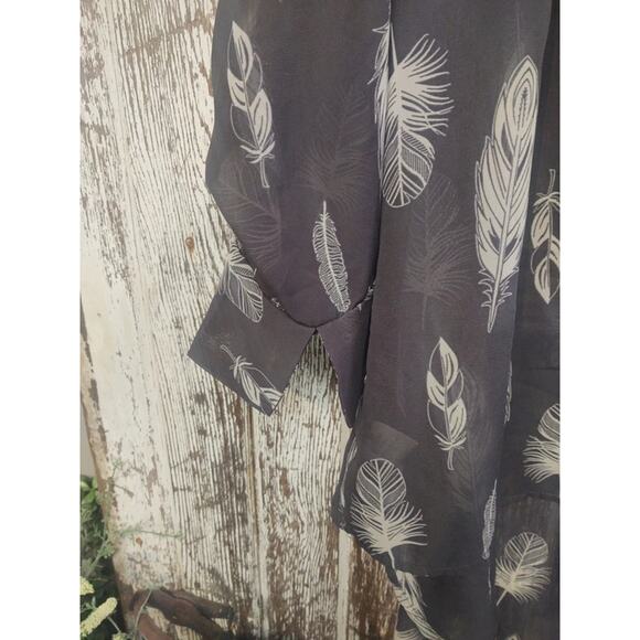 Cruel Girl Denim Grey blouse with feathers detail SIZE MED - Picture 2 of 3